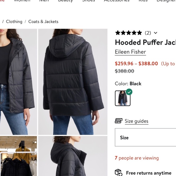 $388 Eileen Fisher Eggshell Recycled Nylon Short Puffer Coat Navy Ink Blue S - Picture 13 of 13